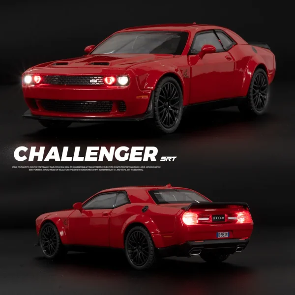 1:32 Dodge Challenger Hellcat Redeye Alloy Muscle Car Model Sound and Light Children's Toy Collectibles Birthday gift - Image 3