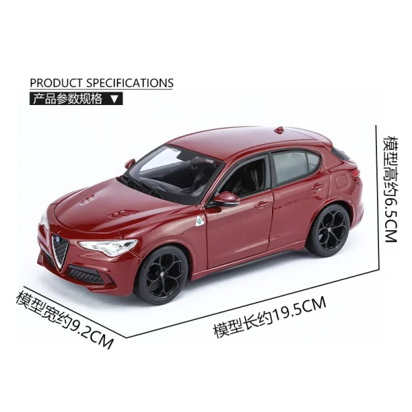 Bburago 1:24 Alfa Romeo Stelvi SUV Alloy Car Diecasts & Toy Vehicles Car Model Miniature Scale Model Car Toy For Children - Image 3