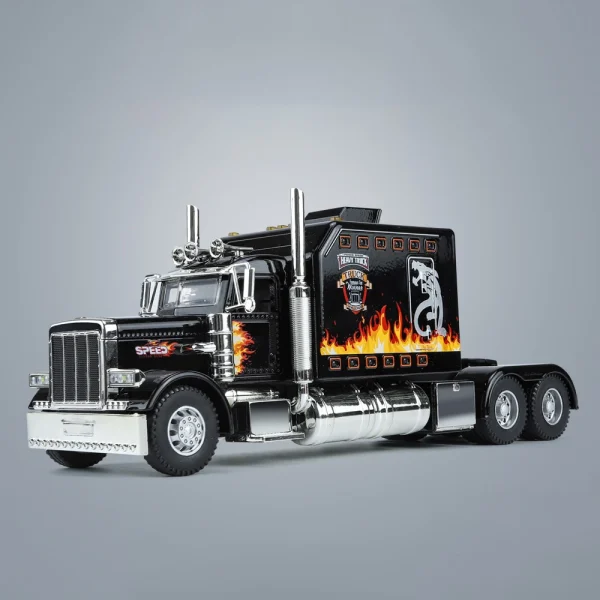 1:24 Peterbilt 389 Tractors Truck Alloy Toy Car Model Wheel Steering Sound and Light Children's Toy Collectibles Birthday gift - Image 5