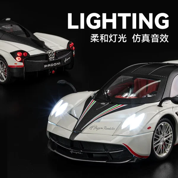 New 1:18 Pagani Huayra Dinastia Supercar Alloy Diecasts & Toy Vehicles Metal Toy Car Model Sound and light Collection Kids Toy - Image 4