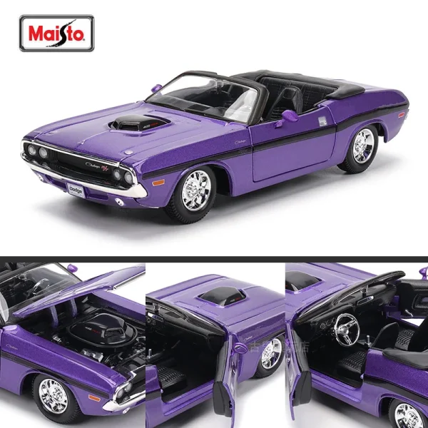 Maisto 1/24 Dodge Challenger R/T Convertible Alloy Car Diecasts & Toy Vehicles Car Model Miniature Scale Model Car For Children - Image 4