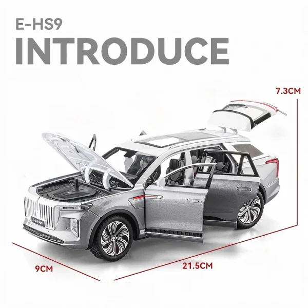 1:24 HongQi EHS9 SUV Alloy Diecasts & Toy Vehicles Metal Toy Car Model Sound and light Pull back Collection Kids Toy - Image 3