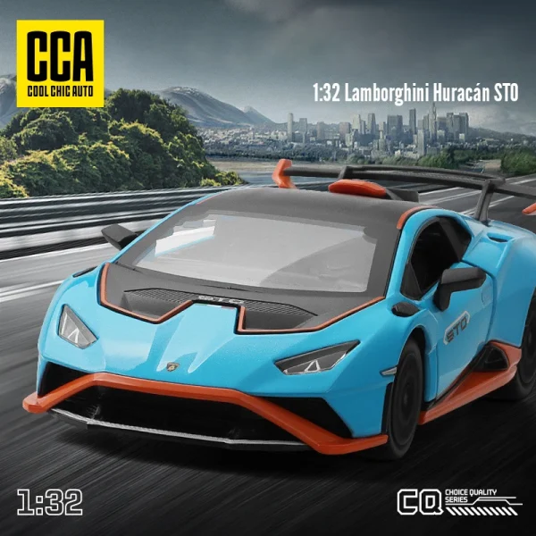 1:32 Lamborghini Huracan STO Supercar Alloy Diecasts & Toy Vehicles Metal Toy Car Model Sound and light Collection Kids Toy