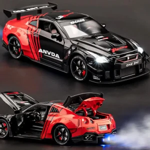 1:24 Nissan GTR R35 Spray Supercar Alloy Car Model Sound and Light Children’s Toy Collectibles Birthday gift