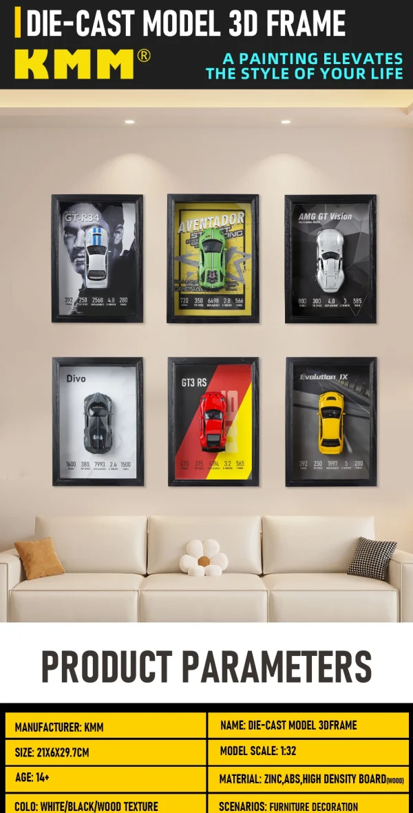 1/32 Fast & Furious Nissan GTR R34 Photo Frame Version Alloy Sports Car Model Simulation Racing Car Hanging Painting Collection - Image 7