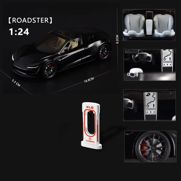 1:24 Roadster Model Y Model 3 Model S Alloy Toy Car Model Sound and Light Children's Toy Collectibles Birthday gift - Image 4