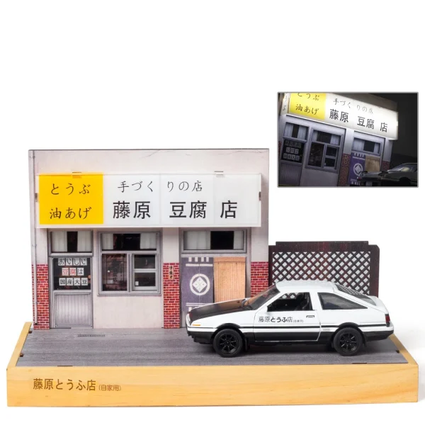 1:32 Initial D AE86 Fujiwara Tofu Shop Garage Display Case PVC Parking Lot Model Simulation Miniature Parking Space Scene - Image 4