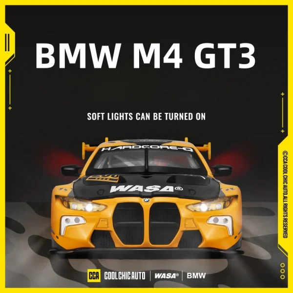 1:24 AUDI R8 LMS BMW M4 GT3 WASA Supercar Alloy Car Model Sound and Light Children's Toy Collectibles Birthday gift - Image 4