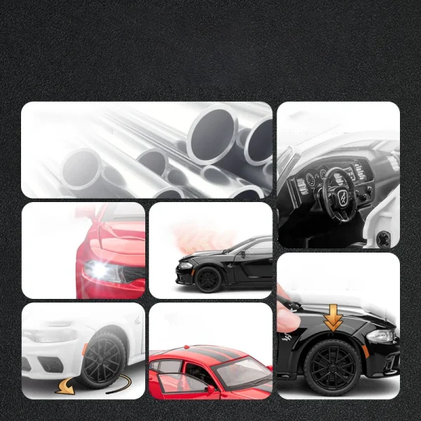 1:32 Dodge Charger SRT Hellcat Alloy Muscle Car Model Sound and Light Pull Back Children's Toy Collectibles Birthday Gift - Image 6