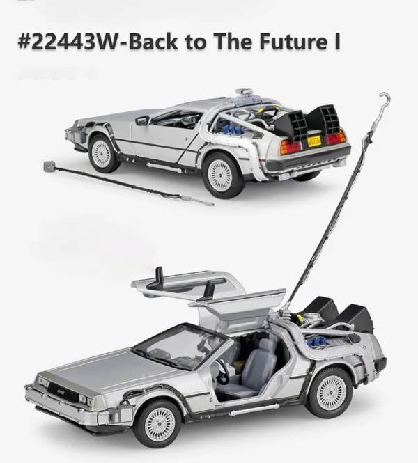 WELLY 1:24 Diecast Alloy Model Car DMC-12 delorean back to the future Time Machine Metal Toy Car For Kid Toy Gift Collection - Image 4