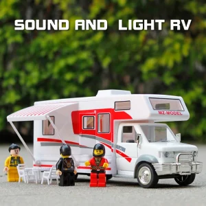 1:32 Luxury Motorhome Recreational Vehicle RV Trailer Caravan Alloy Metal Diecast Car Model Babys Toys Collection Gift