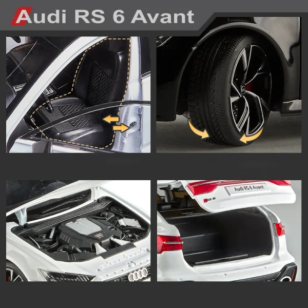 1/18 AUDI RS6 Avant Alloy Die Cast Toy Car Model Sound and Light Children's Toy Collectibles Birthday gift - Image 4