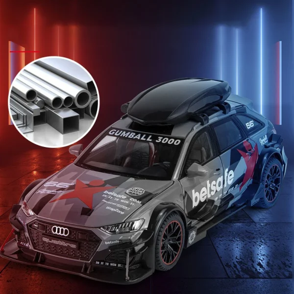 1:24 Audi RS6 DTM Modified Vehicle Alloy Toy Car Model Wheel Steering Sound and Light Children's Toy Collectibles Birthday gift - Image 5