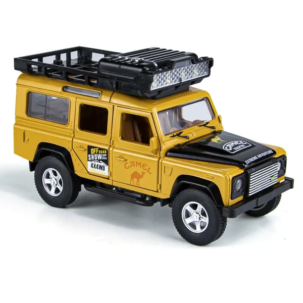 1:32 Land Rover Defender 110 CAMEL TROPHY Alloy Car Model Sound and Light Pull Back Children's Toy Collectibles Birthday gift - Image 4