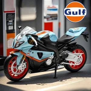 1:12 BMW S1000RR Gulf Oil Die Cast Motorcycle Model Toy Vehicle Collection Autobike Shork-Absorber Off Road Autocycle Toys Car