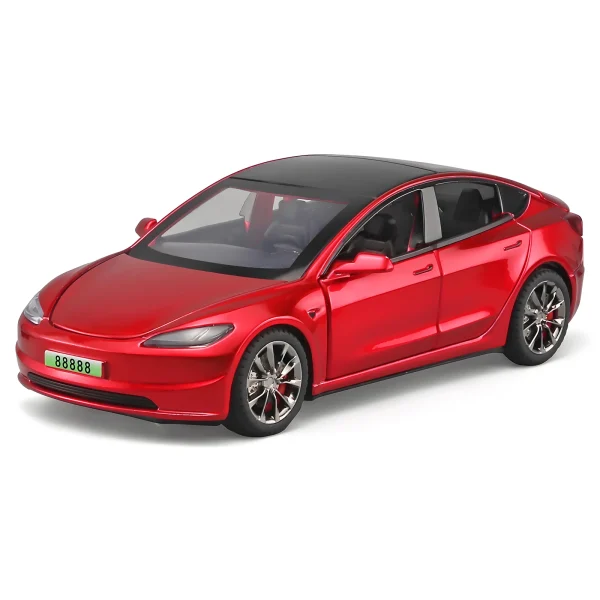 2024 NEW 1:32 Model3 Model 3 Alloy Muscle Car Model Sound and Light Pull Back Children's Toy Collectibles Birthday gift - Image 6