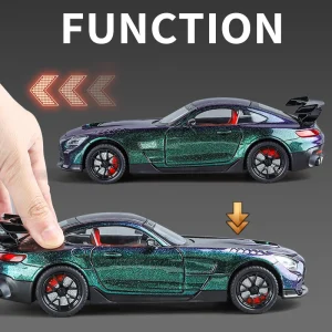 1:24 Benzs AMG GTR Alloy Die Cast Toy Car Model Sound and Light Pull Back Children’s Toy Collectibles Birthday gift