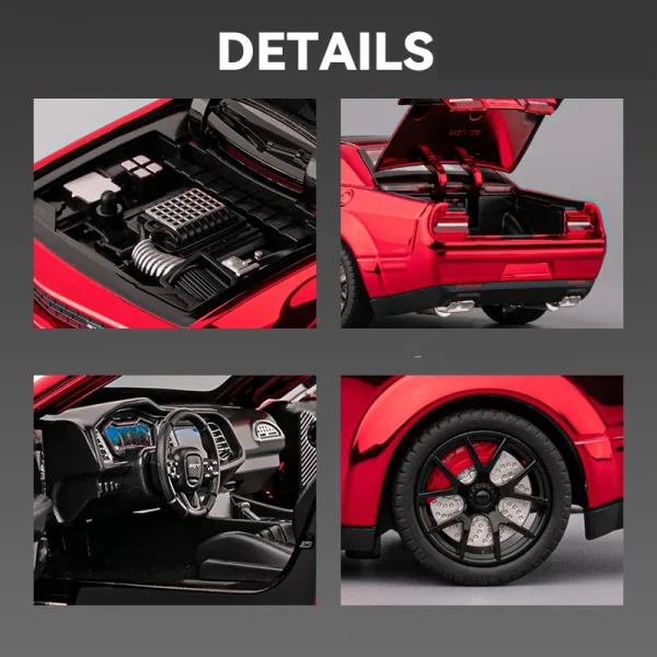 1:24 Dodge Challenger Hellcat Redeye Alloy Car Model Sound and Light Pull Back Children's Toy Collectibles Birthday gift - Image 6