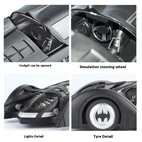 1:18 Batmobile 1995 Alloy Car Diecasts & Toy Vehicles Car Model Miniature Scale Model Car Toys For Children - Image 6