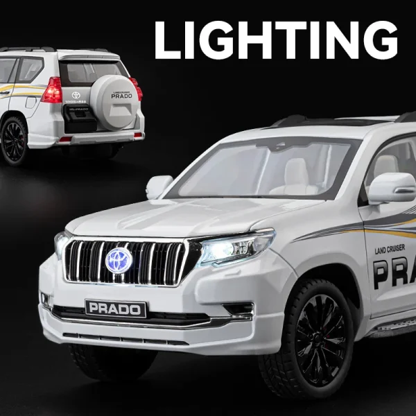 1:18 Toyota Prado Land Cruiser SUV Alloy Die Cast Toy Car Model Sound and Light Children's Toy Collectibles Birthday gift - Image 5