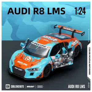 1:24 AUDI R8 LMS BMW M4 GT3 WASA Supercar Alloy Car Model Sound and Light Children’s Toy Collectibles Birthday gift