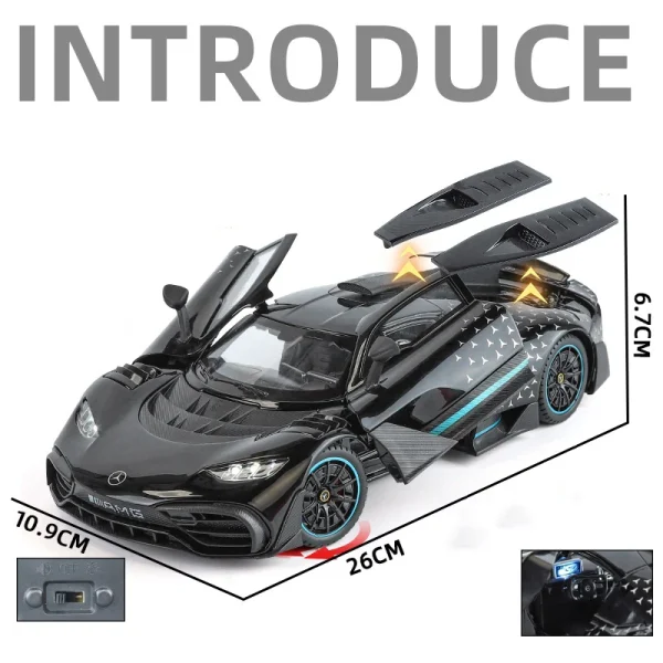 1:18 Mercedes-Benz ONE AMG Supercar Alloy Muscle Car Model Sound and Light Pull Back Children's Toy Collectibles Birthday gift - Image 3
