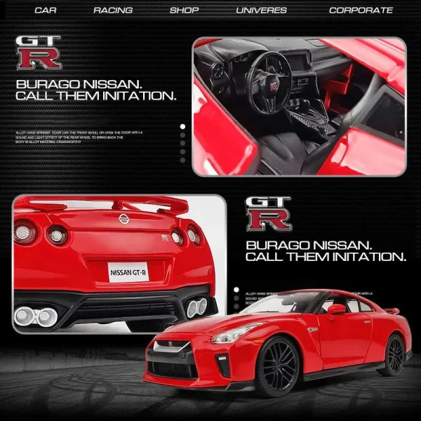 Bburago 1:24 Nissan GTR R35 2017 Alloy Car Diecasts & Toy Vehicles Car Model Miniature Scale Model Car Toy For Children - Image 5