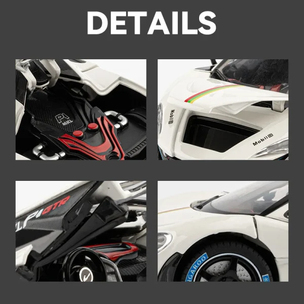 1:24 P1 GTR Supercar Alloy Car Model Sound and Light Pull Back Children's Toy Collectibles Birthday Gift - Image 3
