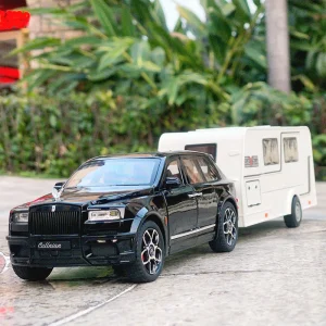 1:20 Rolls Royce Cullinan Travel RV Trailer Alloy Car Model Sound and Light Children’s Toy Collectibles Birthday gift