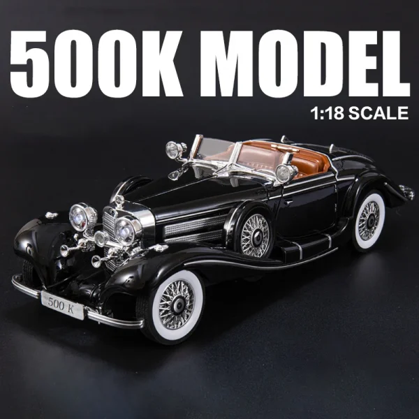 1:18 Mercedes-Benz 500K 1936 Alloy Die Cast Toy Car Model Sound and Light Children's Toy Collectibles Birthday gift - Image 5