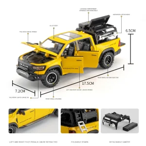 1:32 Dodge RAM 1000 TRX Mammoth Picku Alloy Car Model Sound and Light Pull Back Children’s Toy Collectibles Birthday gift