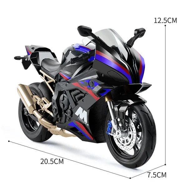 1:10 Kawasaki H2R Ninja S1000RR Alloy Die Cast Motorcycle Model Vehicle Collection Sound and Light Off Road Autocycle Toys Car - Image 3