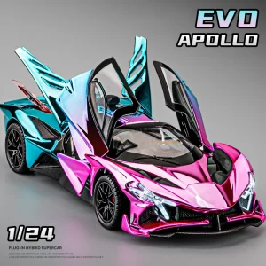 1:24 Apollo Project EVO Electroplate Alloy Muscle Car Model Sound and Light Children’s Toy Collectibles Birthday gift