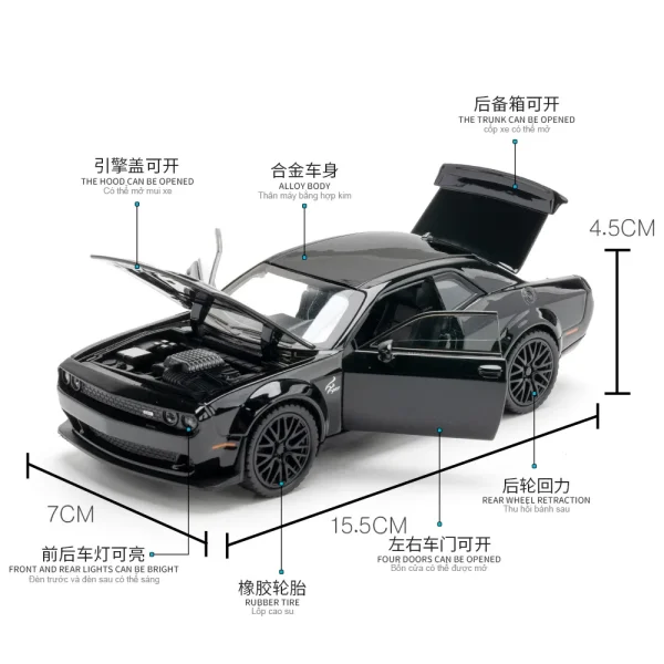 1:32 Dodge Challenger Hellcat Redeye Alloy Muscle Car Model Sound and Light Children's Toy Collectibles Birthday gift - Image 5