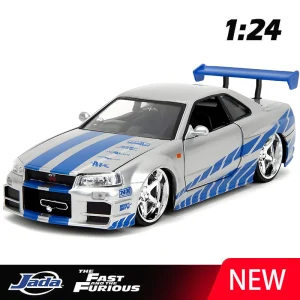 JADA 1:24 Fast & Furious Skyline GTR R34 2002 Alloy Car Diecasts & Toy Vehicles Car Model Miniature Scale Model Car For Children