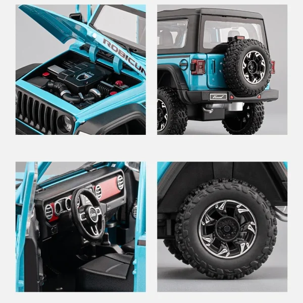 1:24 Wrangler Rubicon Detachable Roof Alloy Car Model Sound and Light Pull Back Children's Toy Collectibles Birthday gift - Image 6