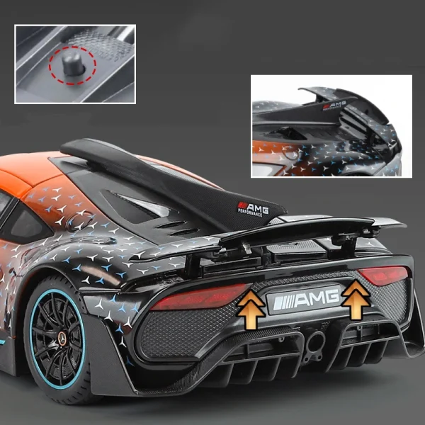 1:18 Mercedes-Benz ONE AMG Supercar Alloy Muscle Car Model Sound and Light Pull Back Children's Toy Collectibles Birthday gift - Image 4