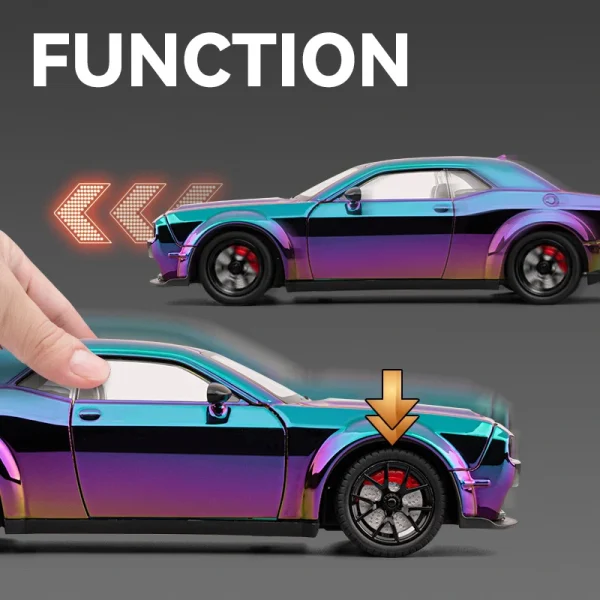 1:24 Dodge Challenger Hellcat Redeye Alloy Car Model Sound and Light Pull Back Children's Toy Collectibles Birthday gift - Image 4