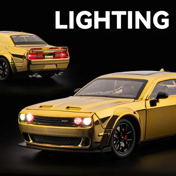 1:24 Dodge Challenger Hellcat Redeye Alloy Car Model Sound and Light Pull Back Children's Toy Collectibles Birthday gift - Image 3