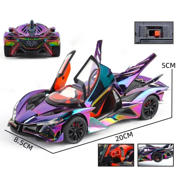 1:24 Apollo Project EVO Electroplate Supercar Alloy Muscle Car Model Sound and Light Children's Toy Collectibles Birthday gift - Image 5