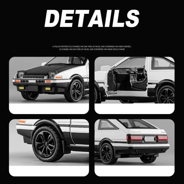 New 1:36 Initial D AE86 Alloy Car Diecasts & Toy Vehicles Metal Toy Car Model Sound and light Collection Kids Toy - Image 4