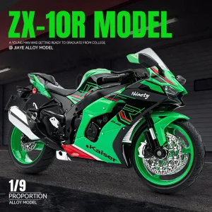 1:9 Kawasaki ZX10R Ninja Alloy Die Cast Motorcycle Model Toy Vehicle Collection Sound and Light Off Road Autocycle Toys Car