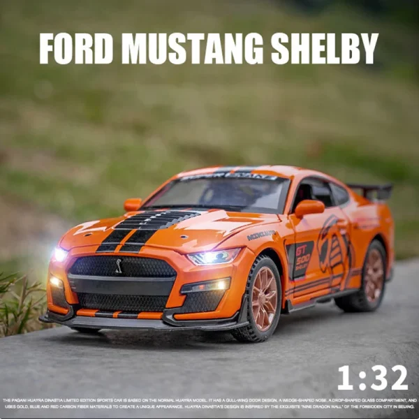 1:32 Ford Mustang Shelby GT500 Alloy Muscle Car Model Sound and Light Pull Back Children's Toy Collectibles Birthday gift - Image 6