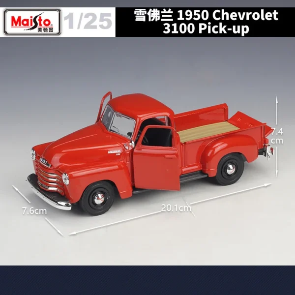 Maisto 1:24 Chevrolet 3100 Pick-up 1950 Alloy Car Diecasts & Toy Vehicles Car Model Miniature Scale Model Car Toy For Children - Image 4