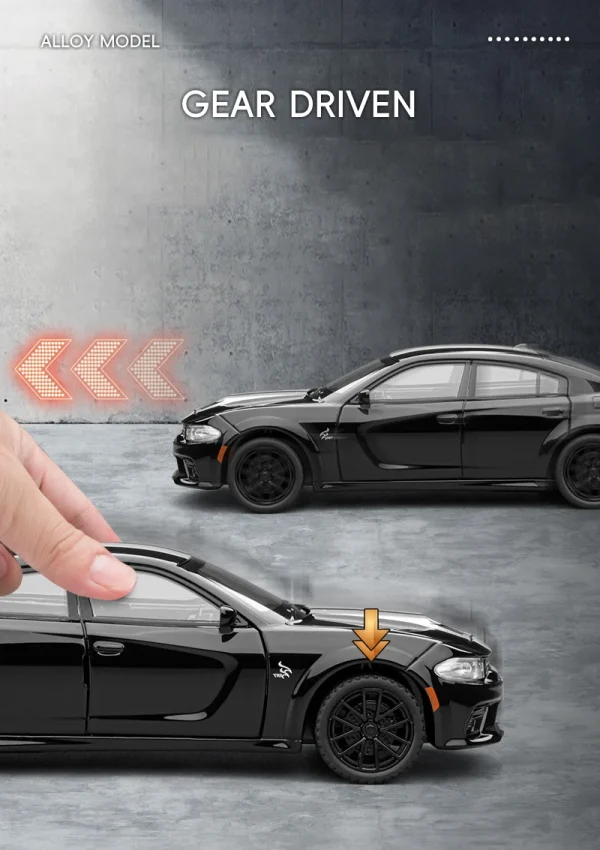 1:32 Dodge Charger SRT Hellcat Alloy Muscle Car Model Sound and Light Pull Back Children's Toy Collectibles Birthday Gift - Image 11