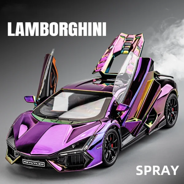 1:24 Lamborghini Revuelto With Spray Alloy Car Diecasts & Toy Vehicles Metal Toy Car Model Sound and light Collection Kids Toy - Image 6