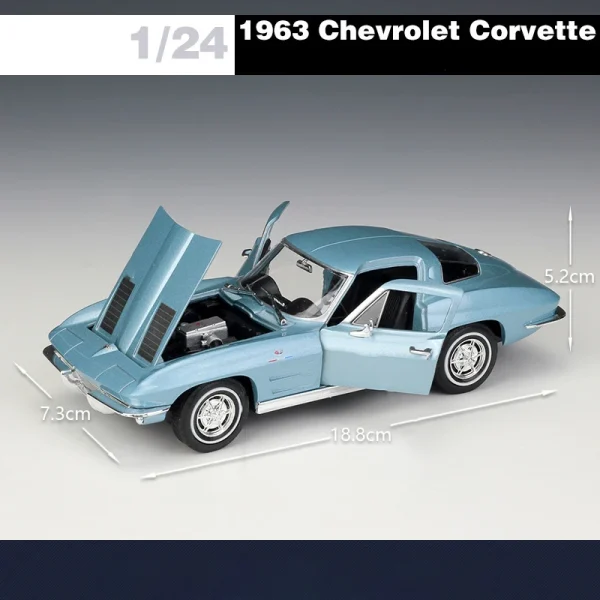 WELLY 1:24 Chevrolet Corvette 1963 Alloy Car Diecasts & Toy Vehicles Car Model Miniature Scale Model Car Toys For Children - Image 4
