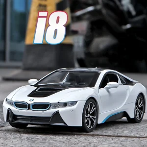 1:24 BMW I8 Supercar Alloy Car Diecasts & Toy Vehicles Car Model Sound and light Pull back Car Toys For Kids Gifts