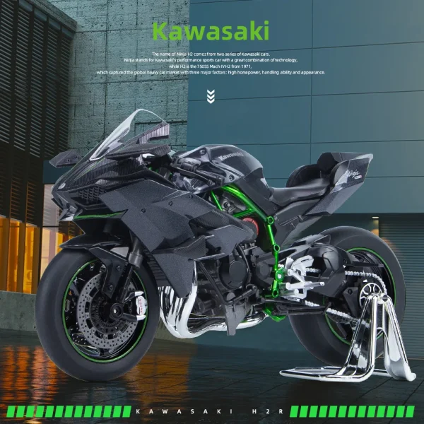 1:9 Kawasaki H2R Ninja V4S S1000RR Alloy Die Cast Motorcycle Model Toy Vehicle Carrying lights Off Road Autocycle Toys Car - Image 3