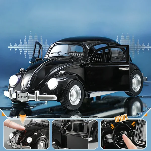 New 1:18 Classic Car Beetle 1955 Alloy Car Model Sound and Light Pull Back Children's Toy Collectibles Birthday gift - Image 5